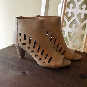 Nine West Taupe Cutout Peep Toe Bootie